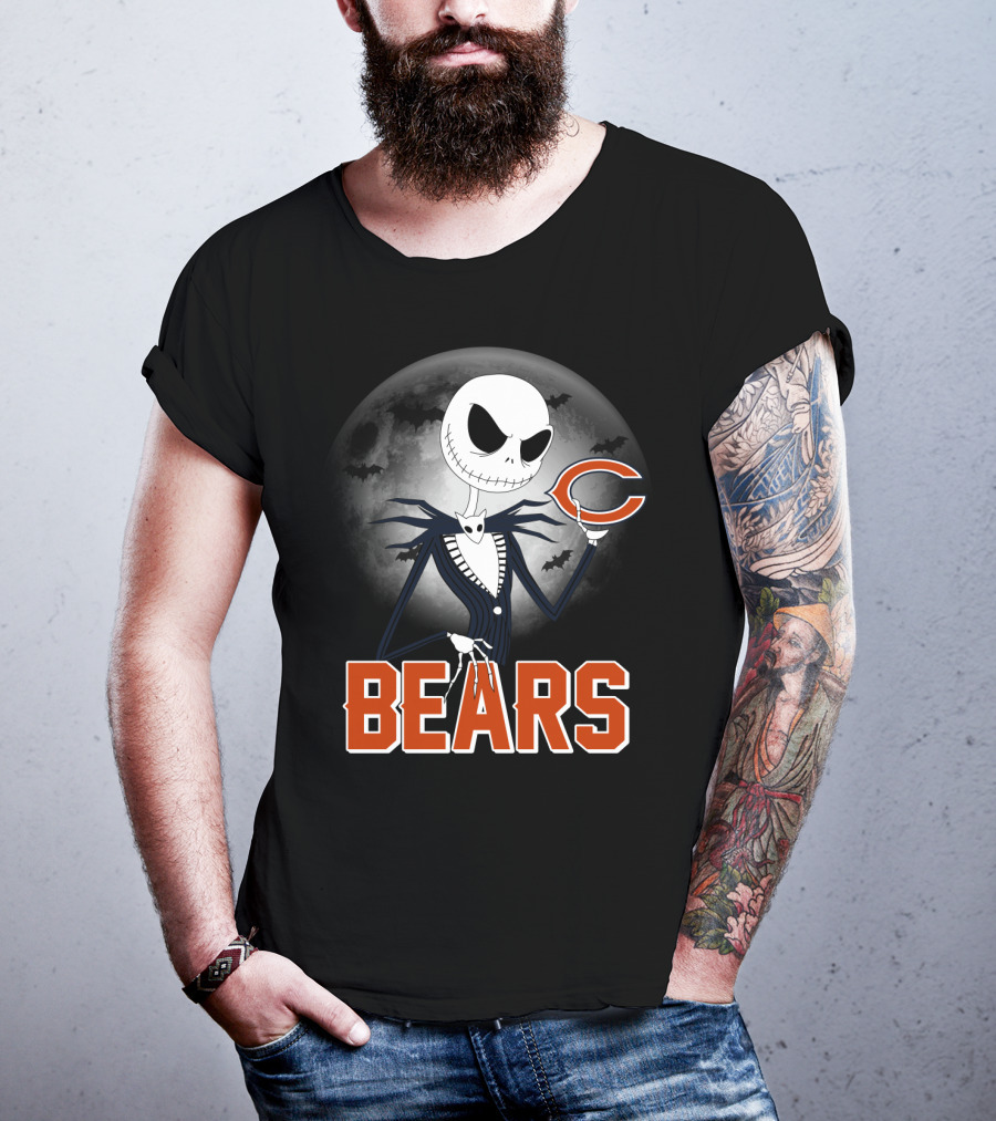 Jack Skellington Chicago Bears Halloween Moon T-Shirt