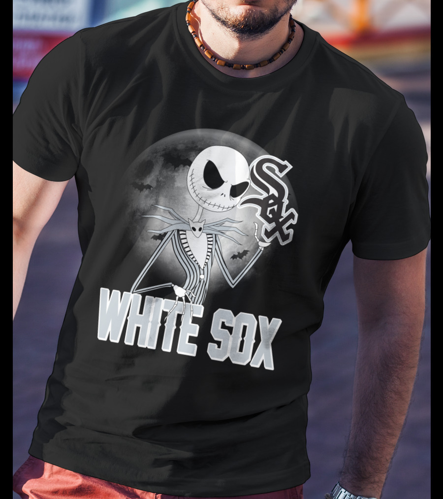 Jack Skellington Halloween Chicago White Sox Moon Bats T-Shirt