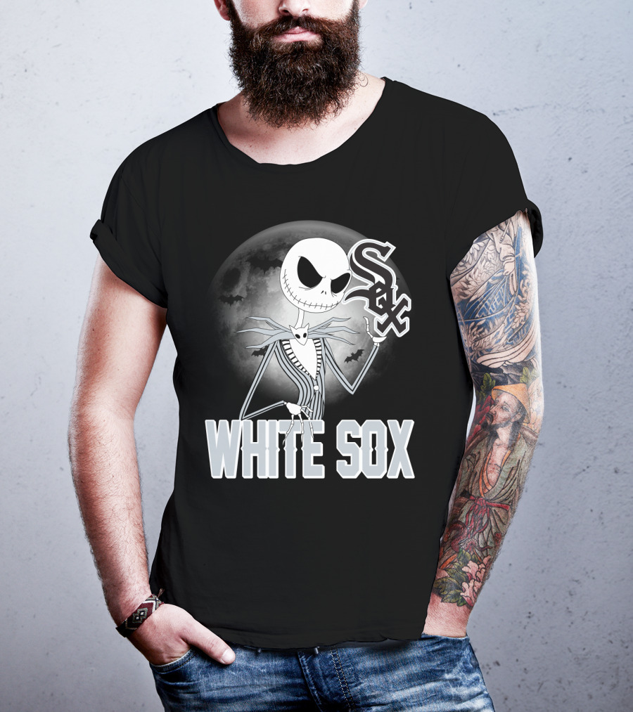 Jack Skellington Halloween Chicago White Sox Moon Bats T-Shirt