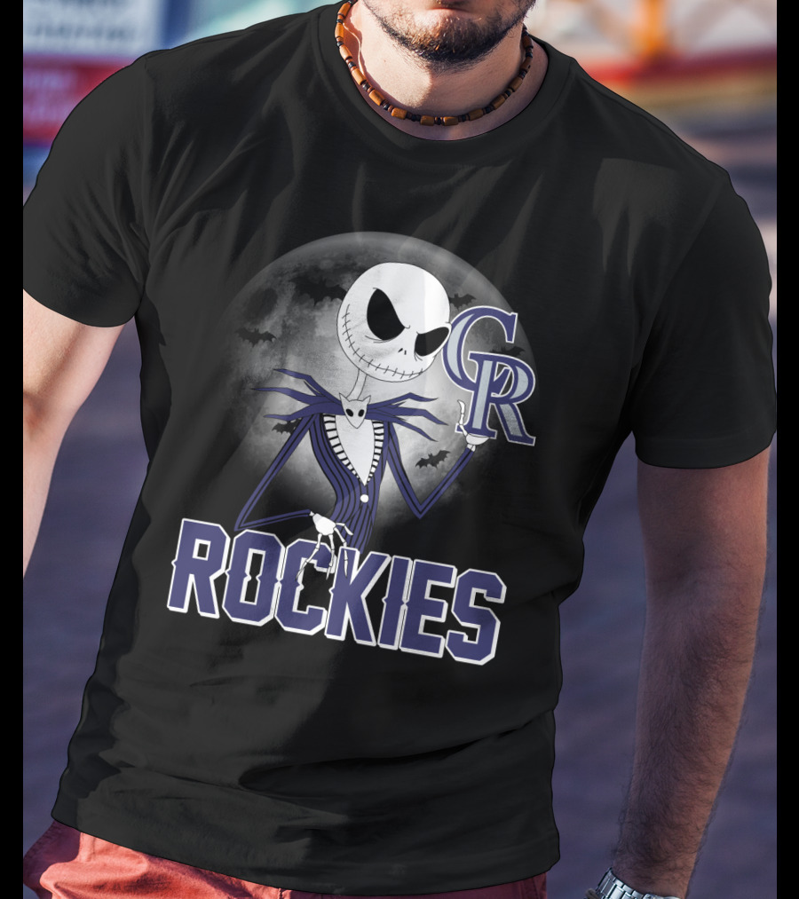 Jack Skellington Halloween Colorado Rockies Moon T-Shirt
