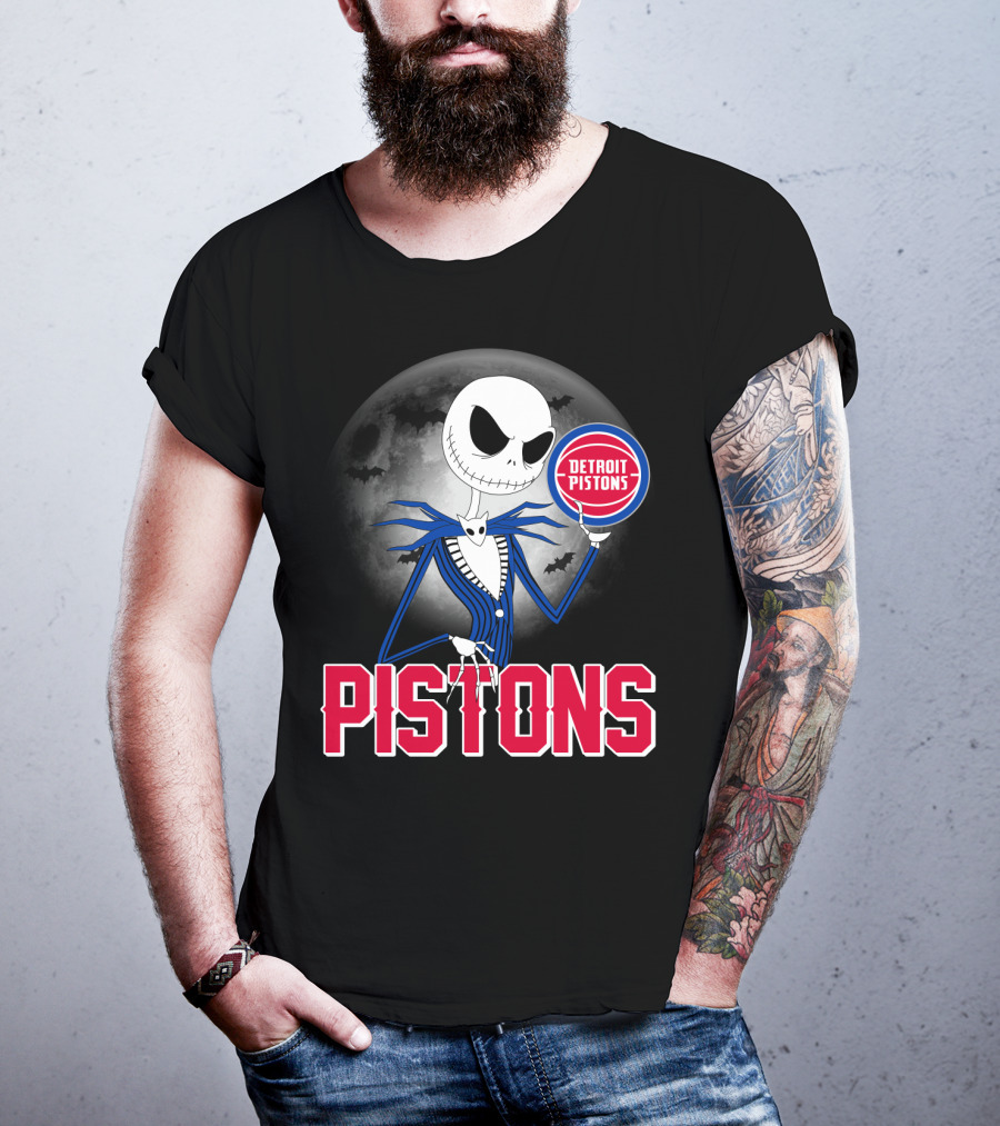 Jack Skellington Detroit Pistons Halloween Moon T-Shirt