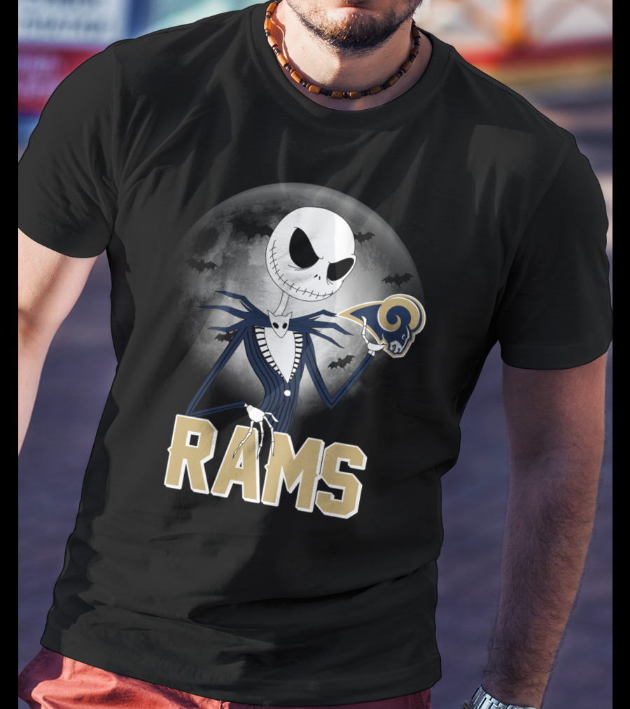 Jack Skellington Halloween Rams Moon Logos T-Shirt