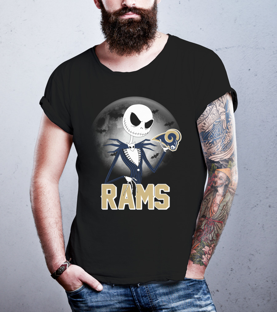 Jack Skellington Halloween Rams Moon Logos T-Shirt