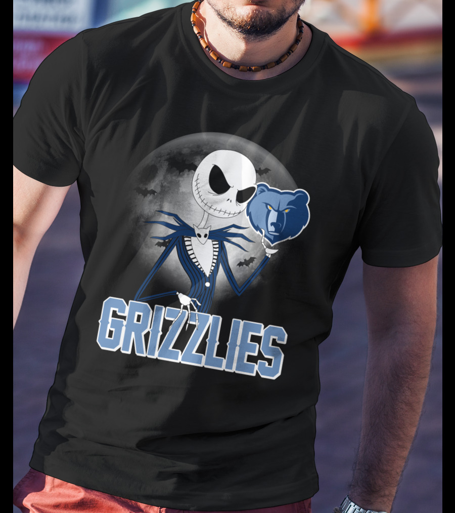 Jack Skellington Grizzlies Halloween Moon T-Shirt