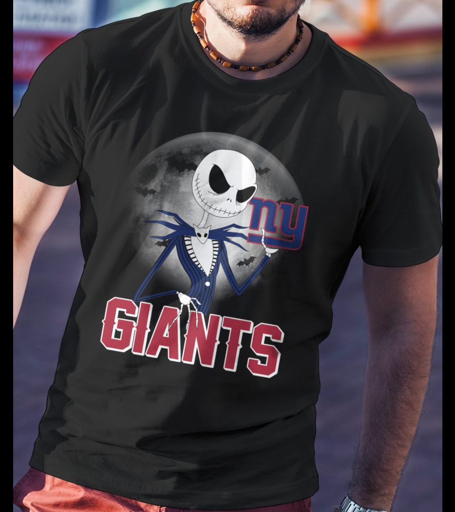 Jack Skellington New York Giants Halloween Moon T-Shirt