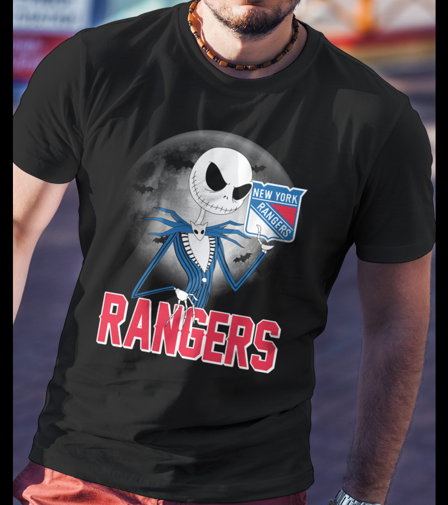 Jack Skellington New York Rangers Halloween Moon T-Shirt