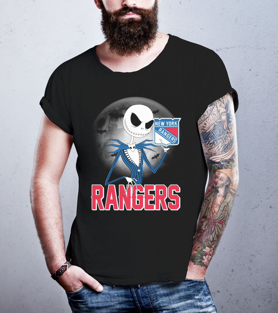 Jack Skellington New York Rangers Halloween Moon T-Shirt