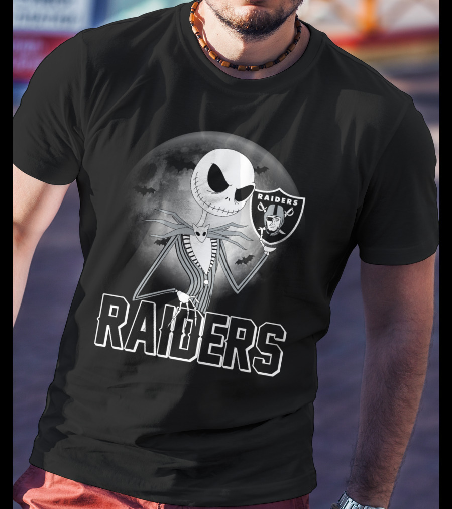 Jack Skellington Raiders Halloween Moon T-Shirt