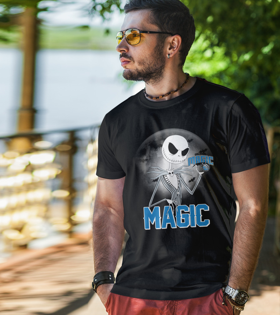 Jack Skellington Orlando Magic Halloween Moon Bats T-Shirt
