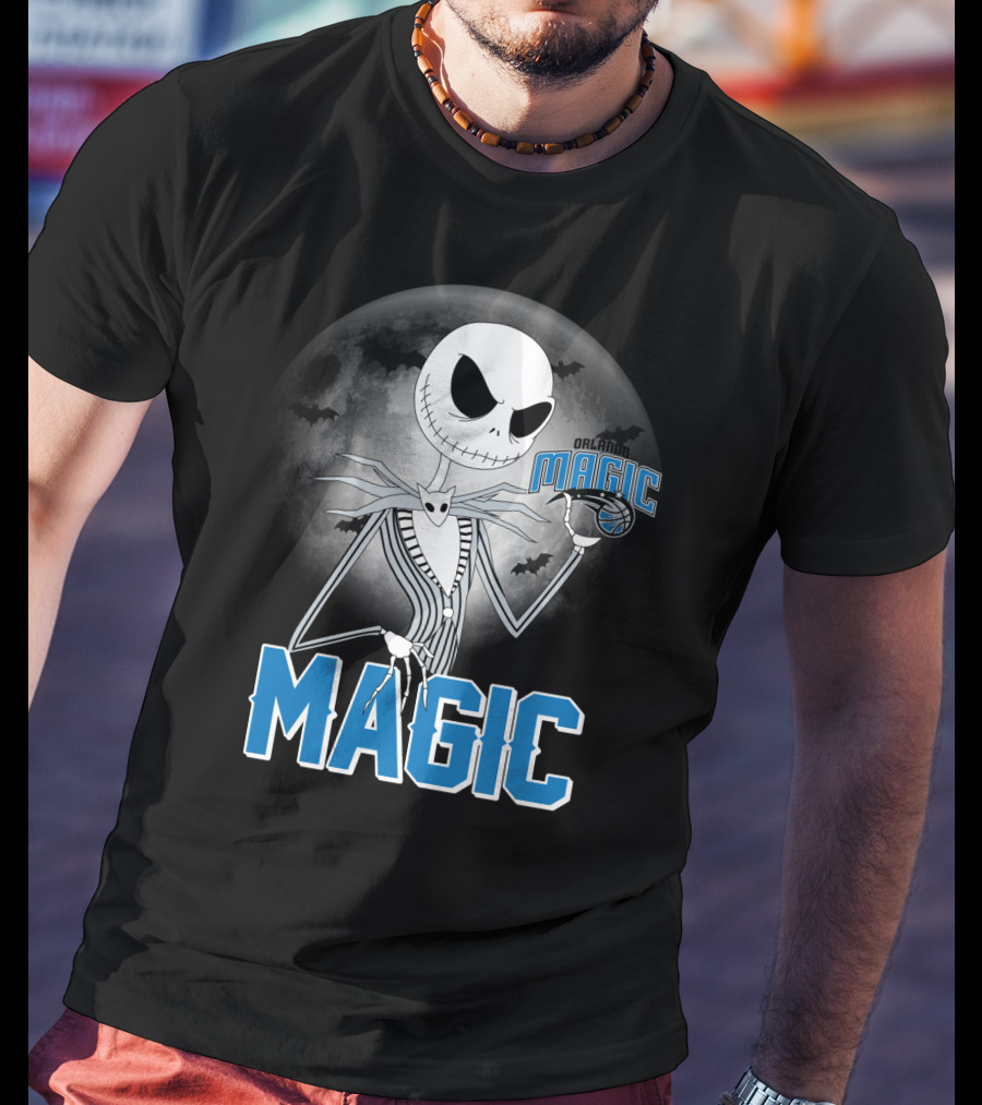 Jack Skellington Orlando Magic Halloween Moon Bats T-Shirt