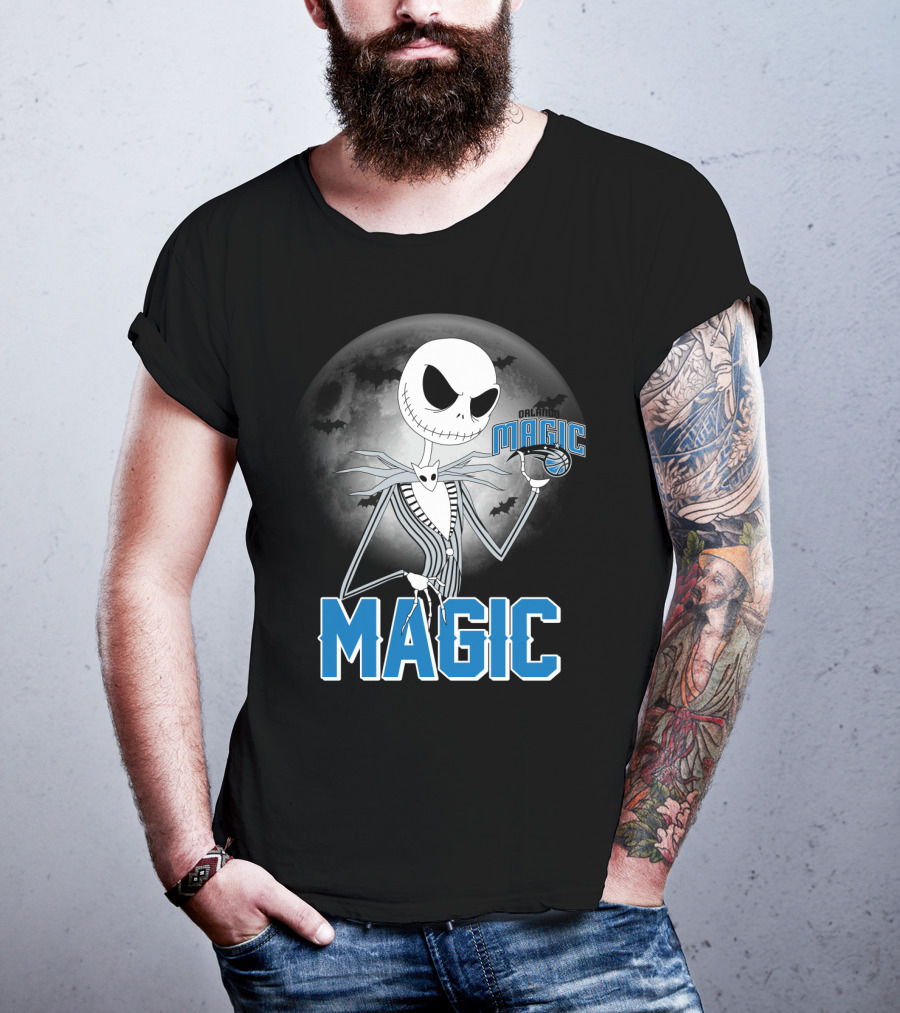 Jack Skellington Orlando Magic Halloween Moon Bats T-Shirt