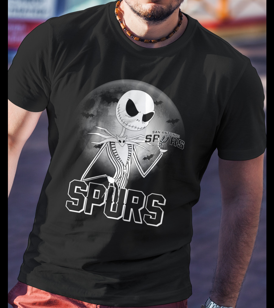 Jack Skellington San Antonio Spurs Halloween Moon Bats T-Shirt