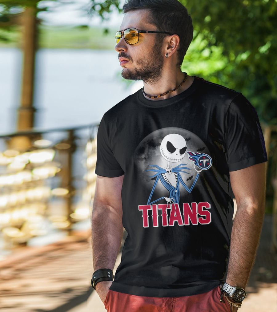 Jack Skellington Titans Halloween Night Tennessee Theme T-Shirt