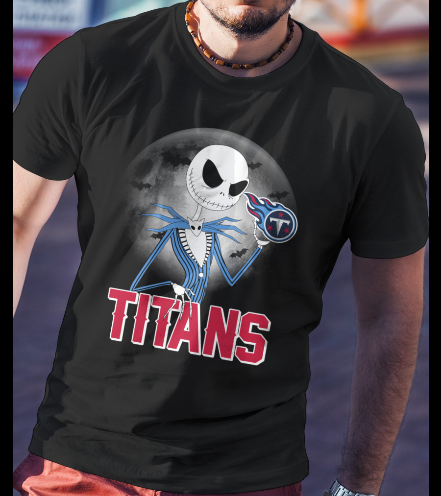 Jack Skellington Titans Halloween Night Tennessee Theme T-Shirt