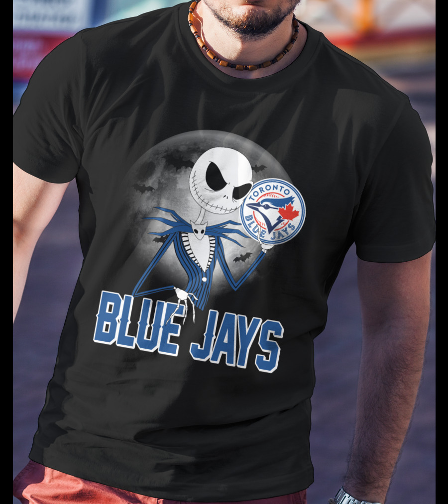 Jack Skellington Toronto Blue Jays Halloween Moon Bats T-Shirt