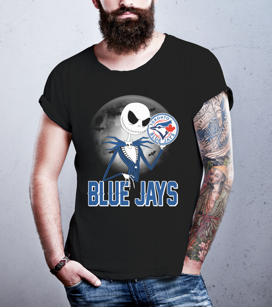 Jack Skellington Toronto Blue Jays Halloween Moon Bats T-Shirt