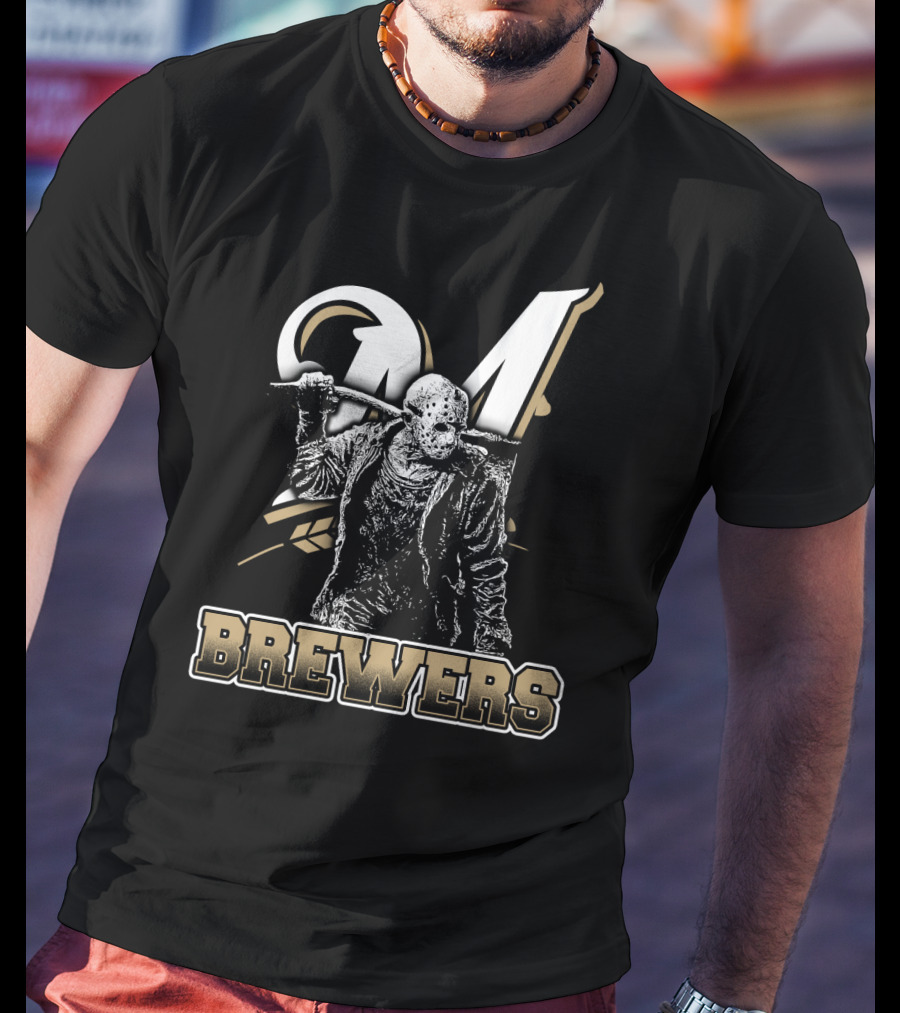 Mashup Of Jason Voorhees With Milwaukee Brewers Fans Aesthetic T-Shirt
