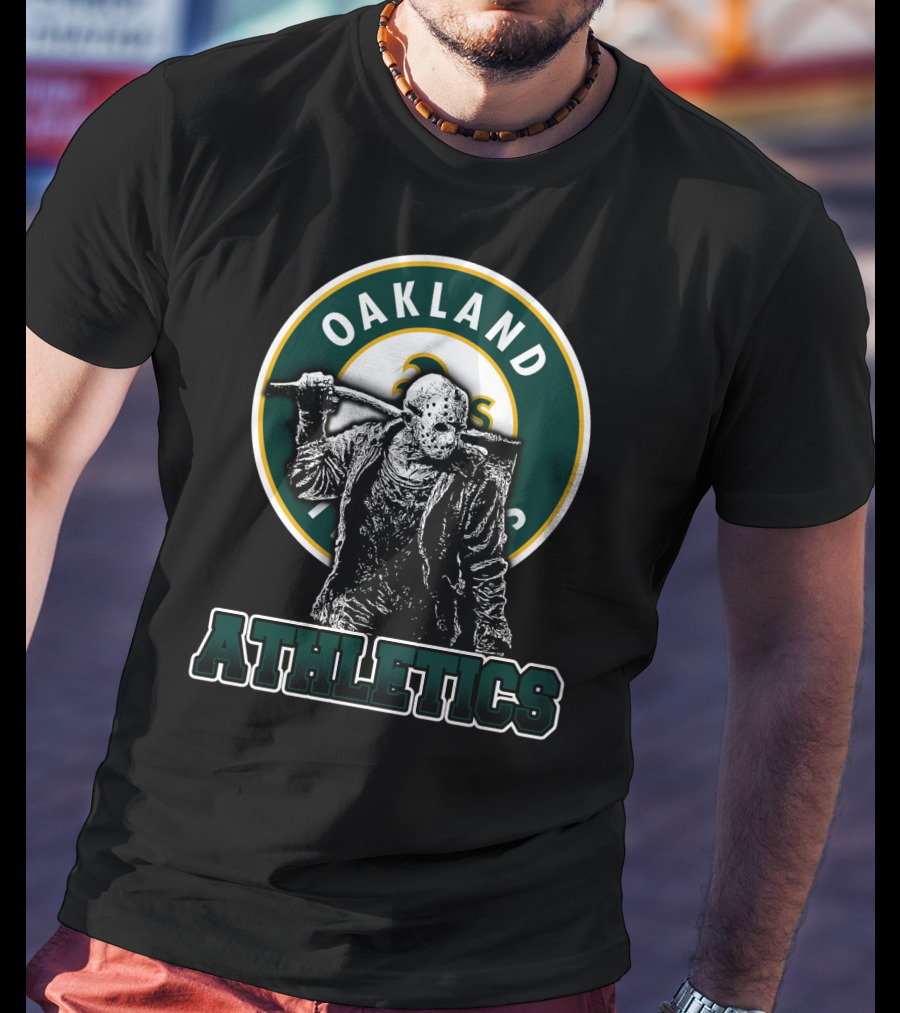 Oakland Athletics And Jason Voorhees Crossover Logo Fan T-Shirt