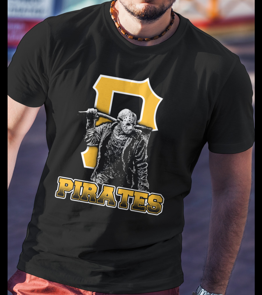 Jason Voorhees With Pittsburgh Pirates Symbol And Text Pirates T-Shirt