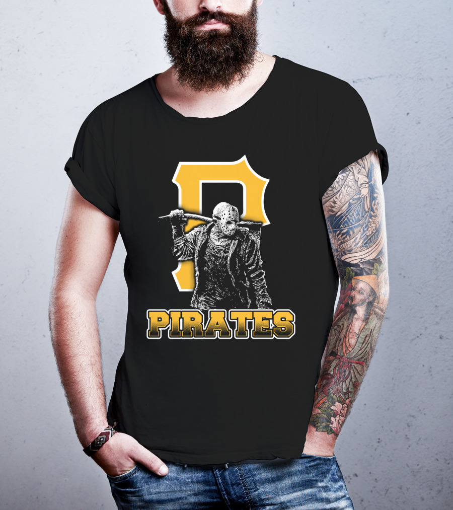 Jason Voorhees With Pittsburgh Pirates Symbol And Text Pirates T-Shirt