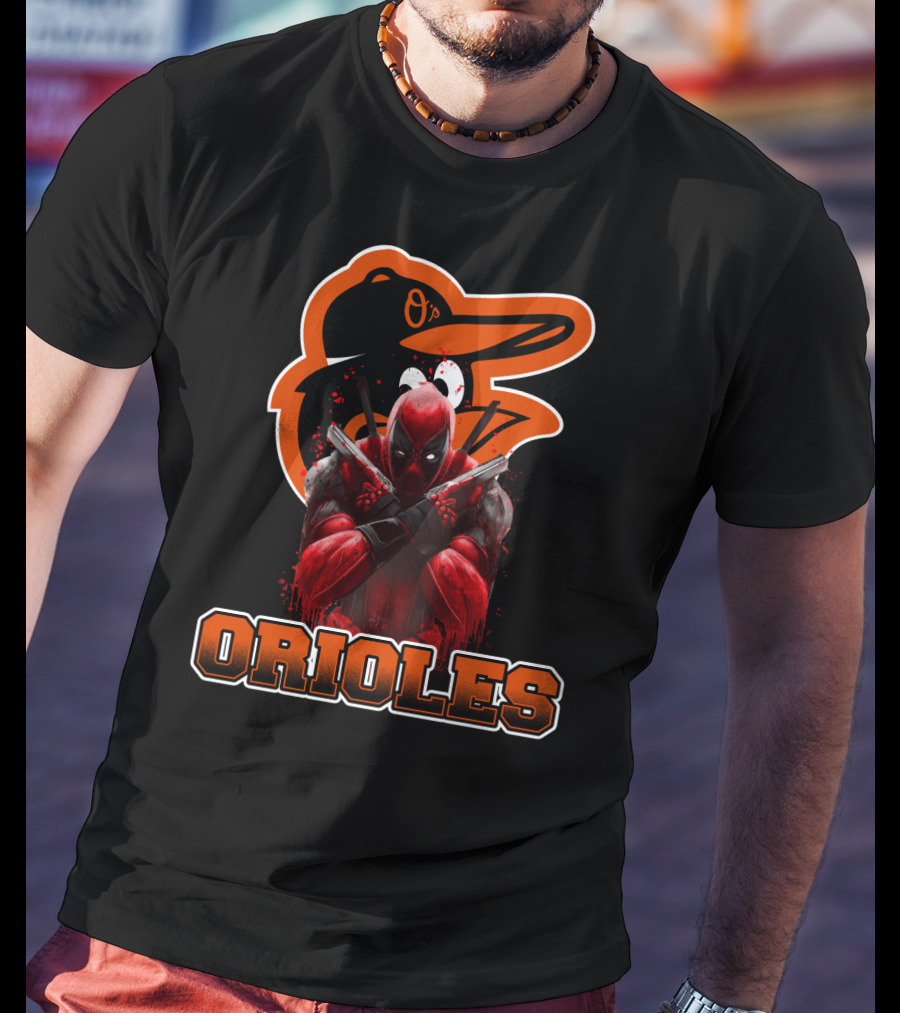 Baltimore Orioles Deadpool Mashup Orioles Logo & Character Crossover T-Shirt