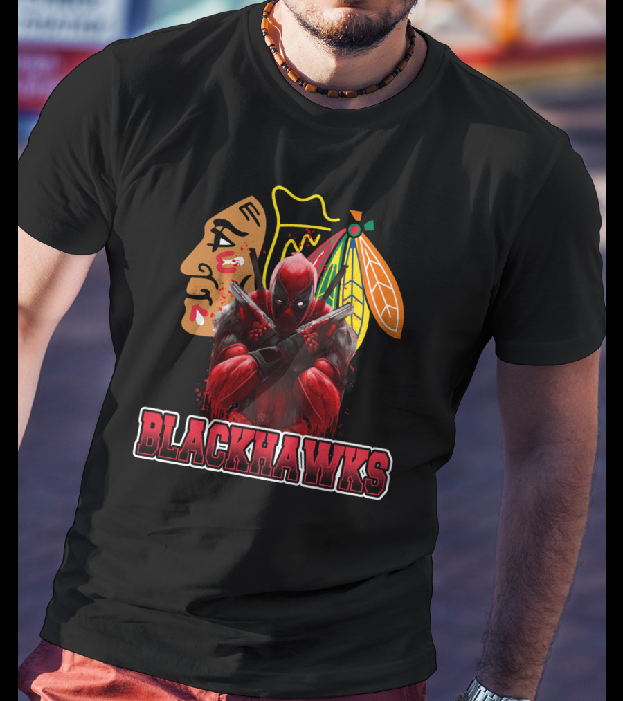 Blackhawks Deadpool Fans Chicago Crossover T-Shirt