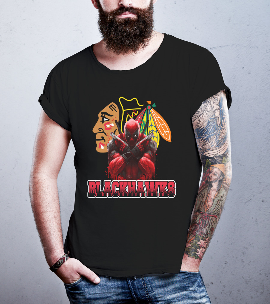 Blackhawks Deadpool Fans Chicago Crossover T-Shirt