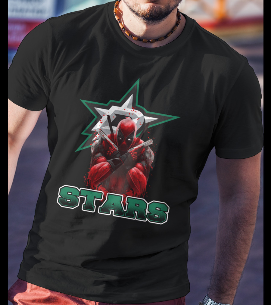 Deadpool Dallas Stars Nhl Crossover T-Shirt