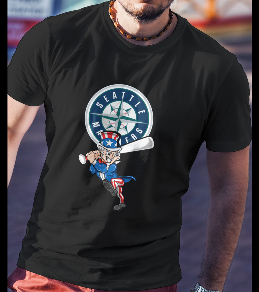 Seattle Mariners Uncle Sam Fourth Of July Baseball T-Shirt