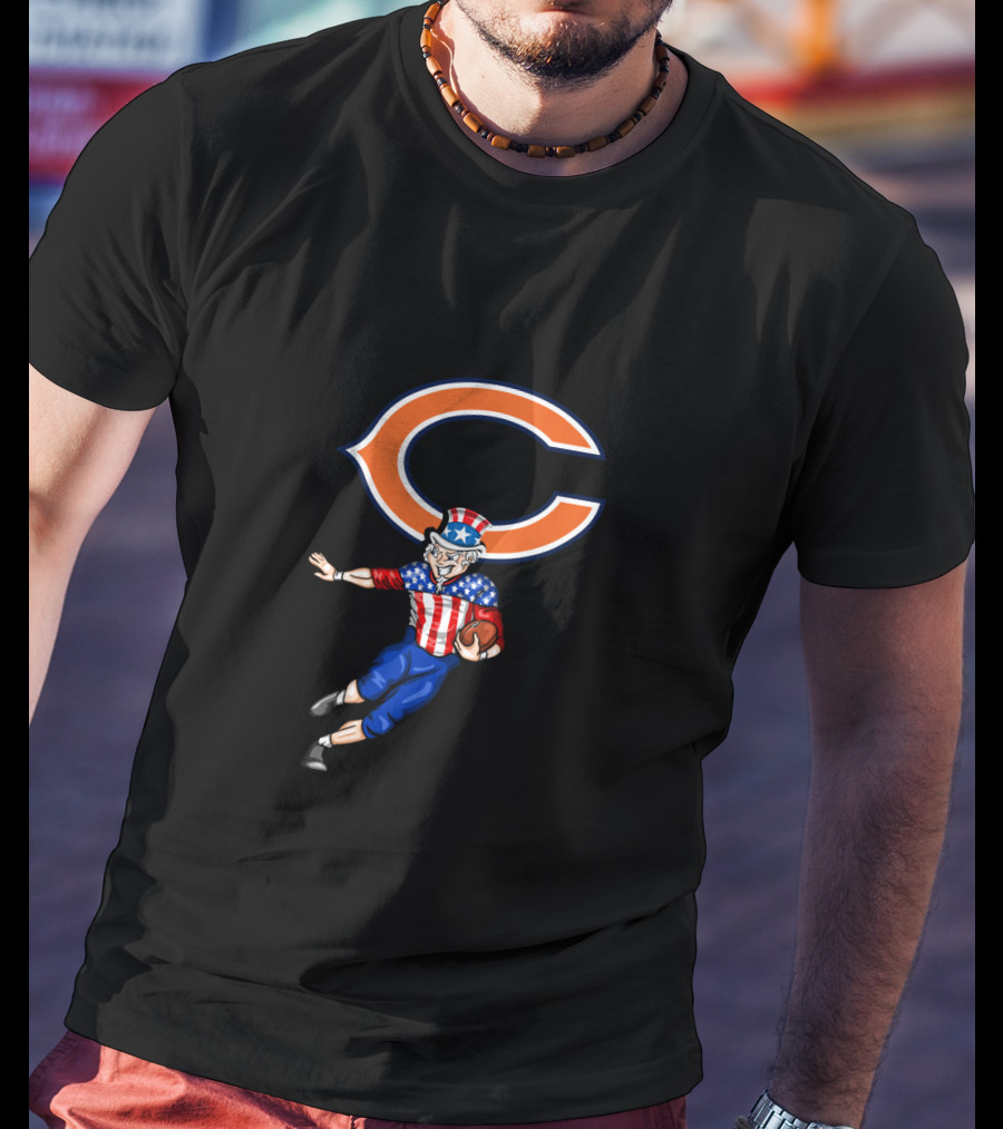 Chicago Bears 4Th July Uncle Sam Football Player With Orange C T-Shirt