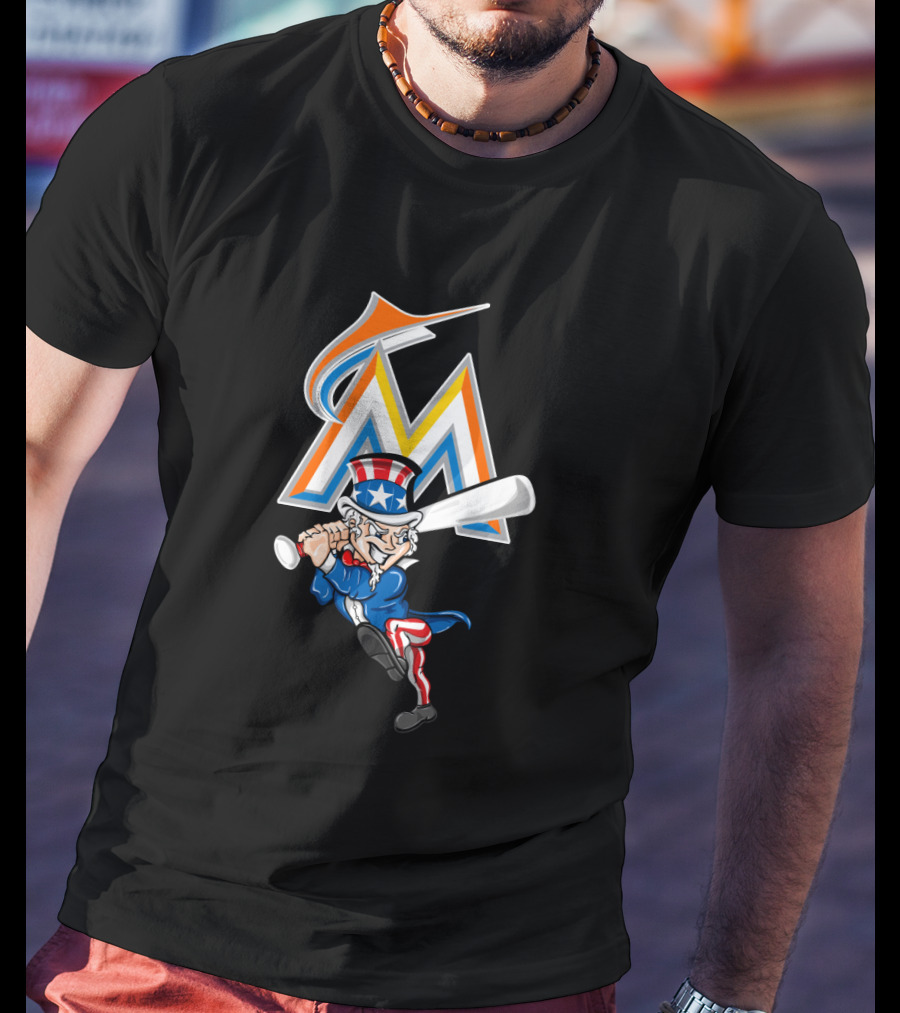 Miami Marlins Uncle Sam Baseball July Fourth Celebration T-Shirt