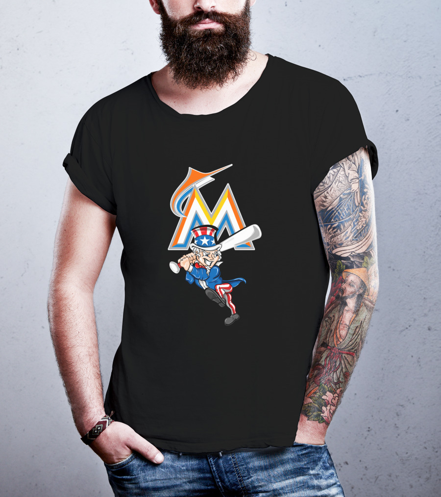 Miami Marlins Uncle Sam Baseball July Fourth Celebration T-Shirt