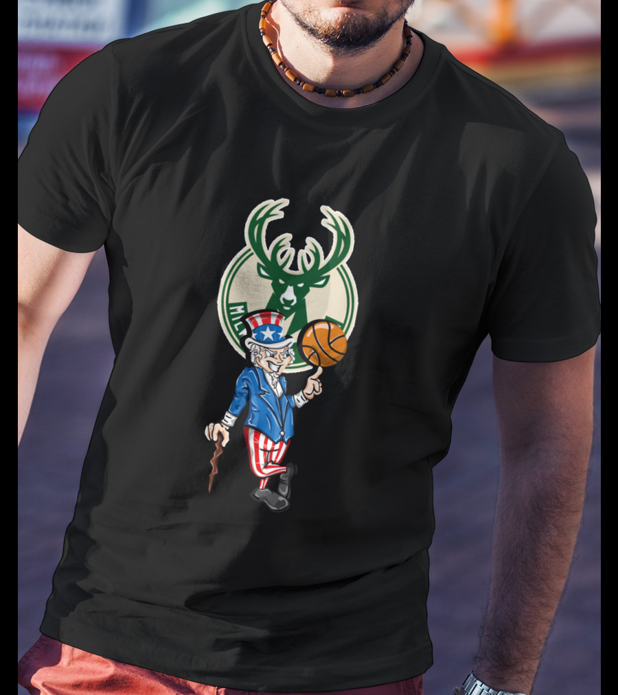 Milwaukee Bucks Uncle Sam Basketball Fourth Of July T-Shirt