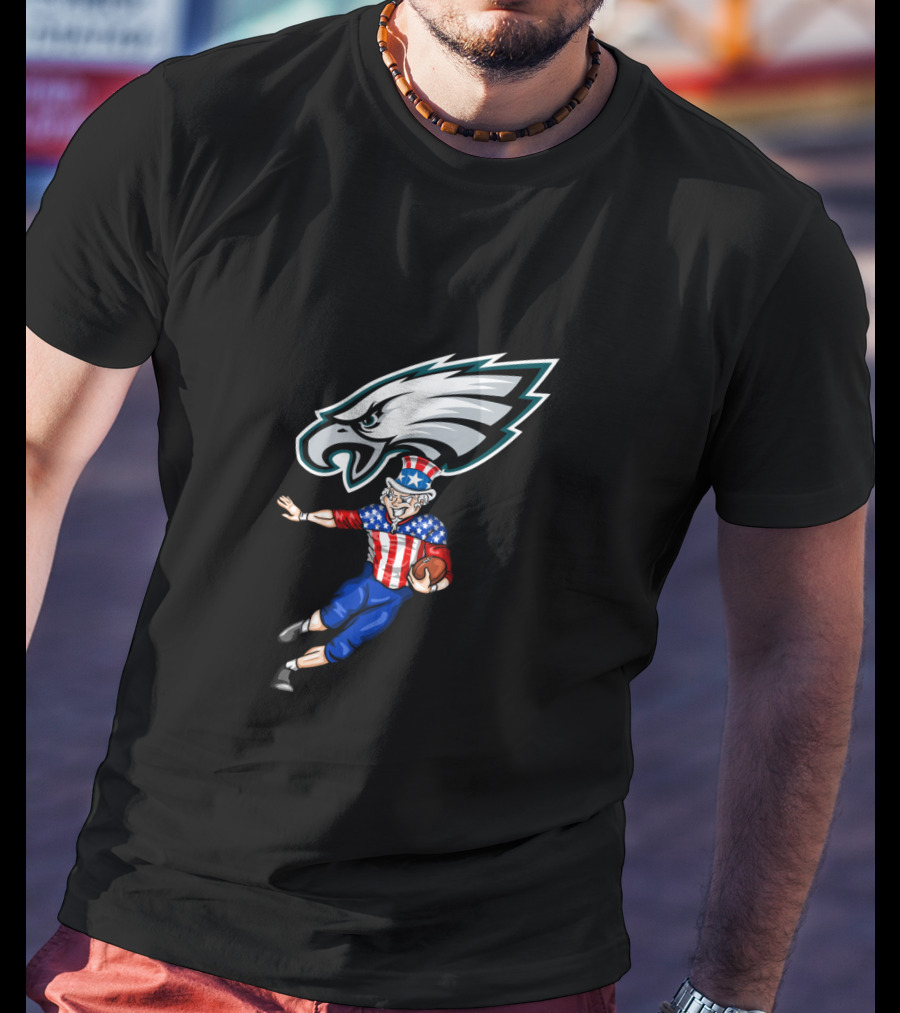 Philadelphia Eagles Uncle Sam Stars And Stripes Football 4Th July T-Shirt