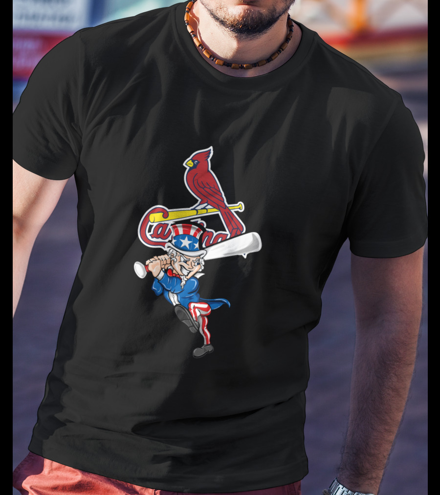 St. Louis Cardinals Uncle Sam 4Th Of July Baseball American Flag Style T-Shirt