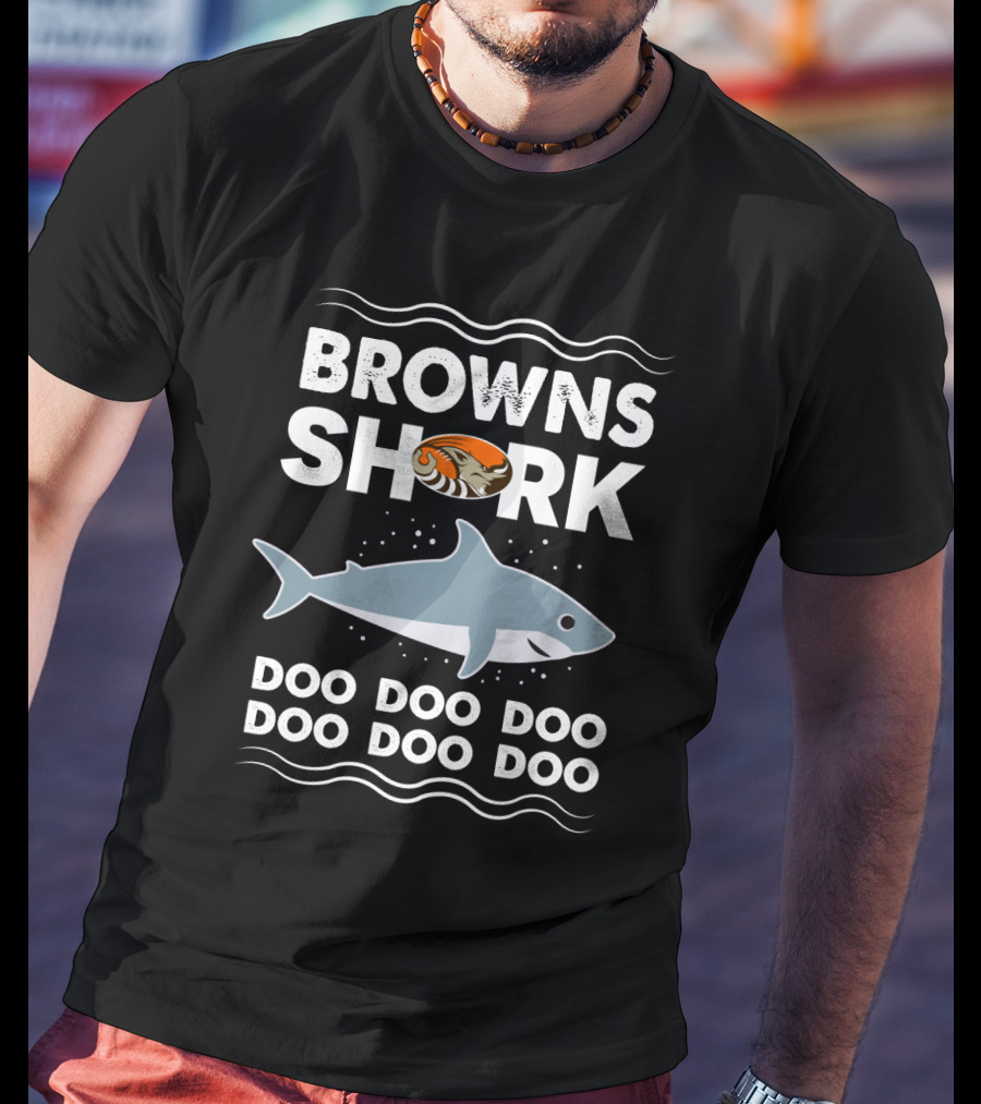 Browns Shark Doo Doo Doo Music Parody With Cleveland Browns Helmet T-Shirt