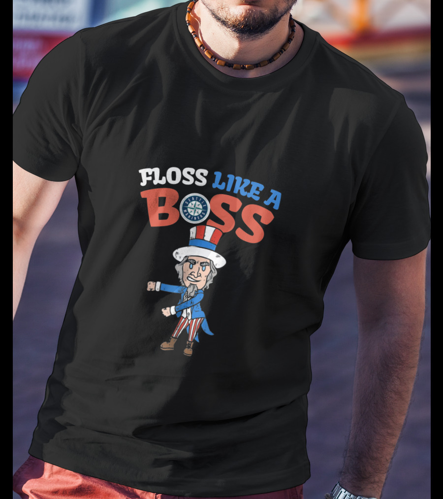 Floss Like A Boss Seattle Mariners Uncle Sam 4Th Of July Flossing Dance T-Shirt