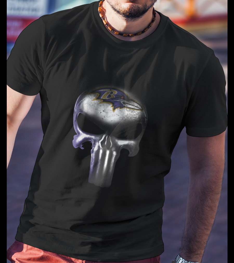 Baltimore Ravens Punisher Skull Mashup For Die-Hard Fans T-Shirt