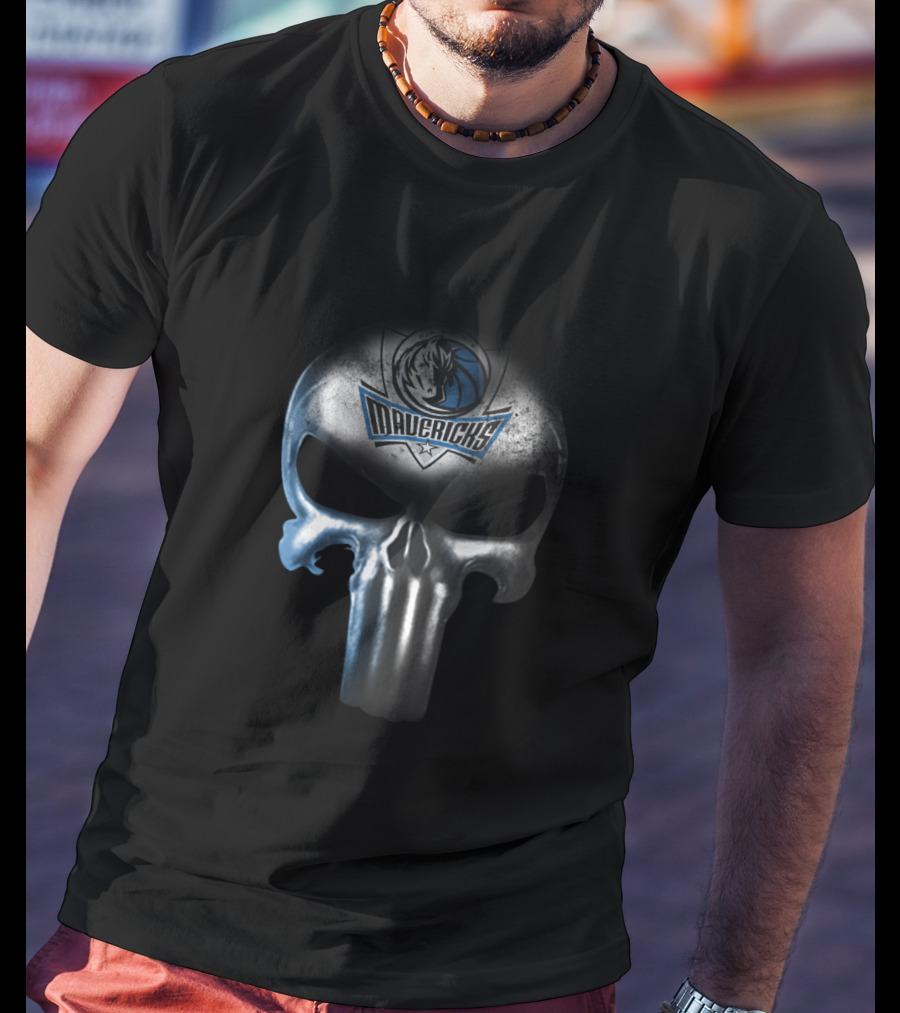 Dallas Mavericks Punisher Skull Logo Fusion For Fans T-Shirt