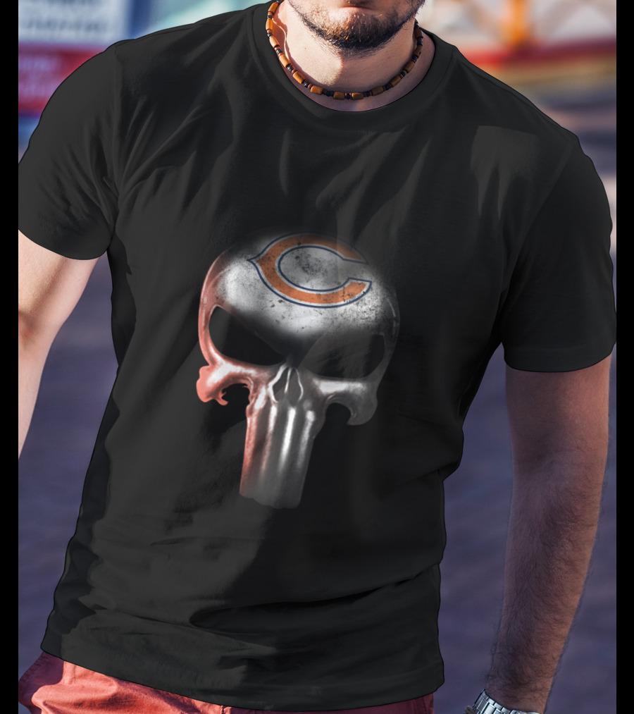 Chicago Bears Punisher Skull Crossover For Fans T-Shirt