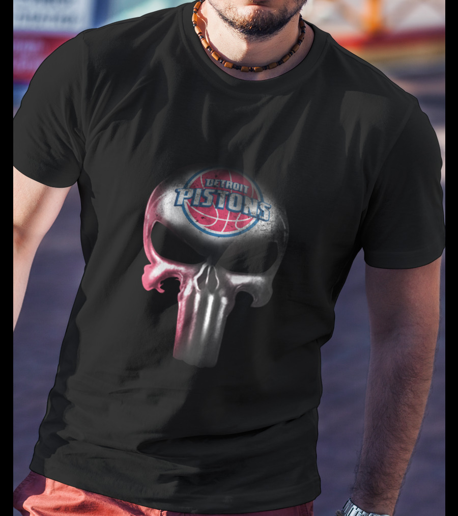Detroit Pistons Fans Punisher Skull T-Shirt
