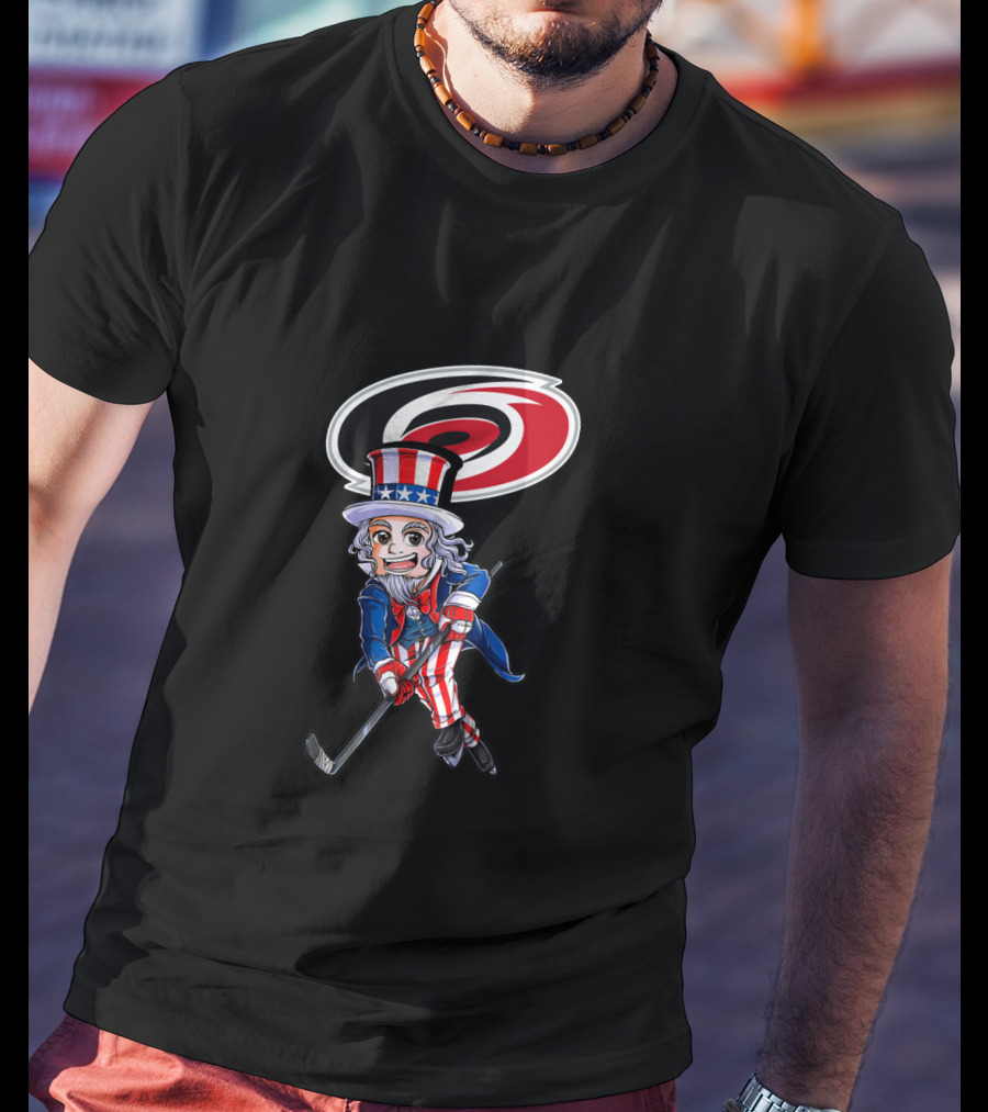 Carolina Hurricanes Uncle Sam Hockey July 4Th Fan Skate America T-Shirt