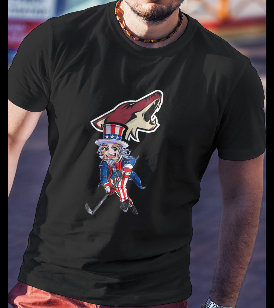 Uncle Sam Arizona Coyotes Hockey Patriotic 4Th Of July Celebration T-Shirt