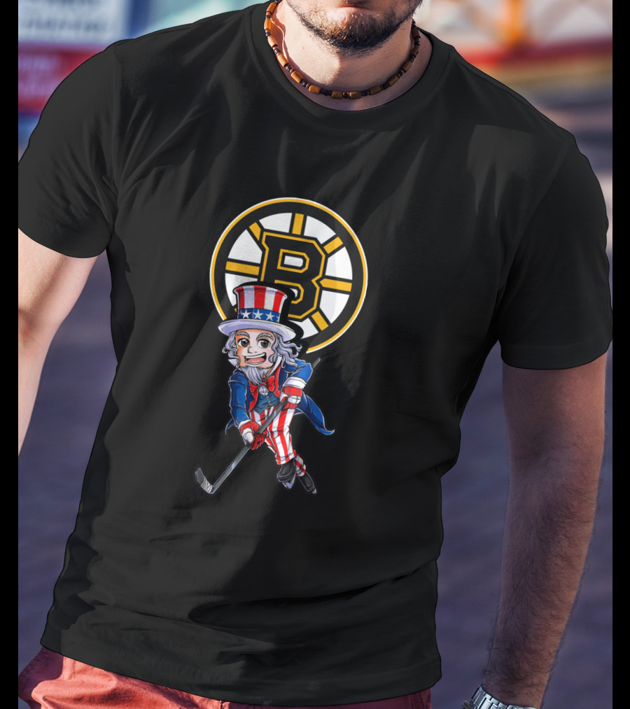 Uncle Sam Boston Bruins Hockey Patriotic 4Th Of July Fans T-Shirt