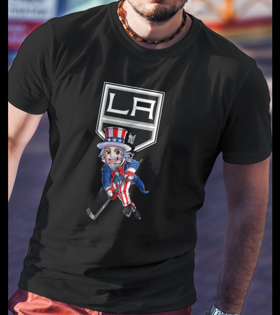 Uncle Sam Playing Hockey La Kings 4Th Of July T-Shirt