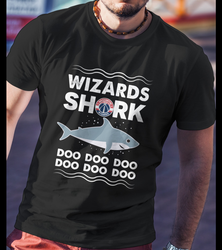 Washington Wizards Shark Doo Doo Doo With Team Logo And Graphic Elements T-Shirt