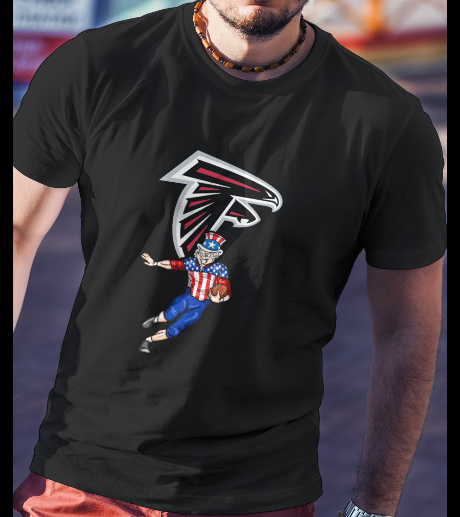 Atlanta Falcons Uncle Sam Patriotic Football 4Th Of July Celebration T-Shirt