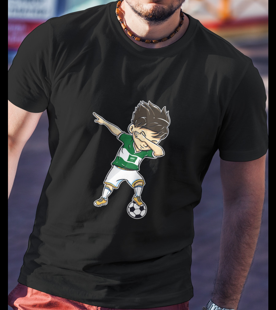 Dabbing Soccer Player In Saudi Arabia Jersey With Football T-Shirt