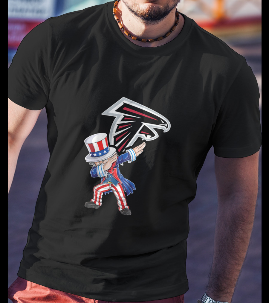 Uncle Sam Dabbing With Atlanta Falcons Emblem For 4Th July Celebrations T-Shirt