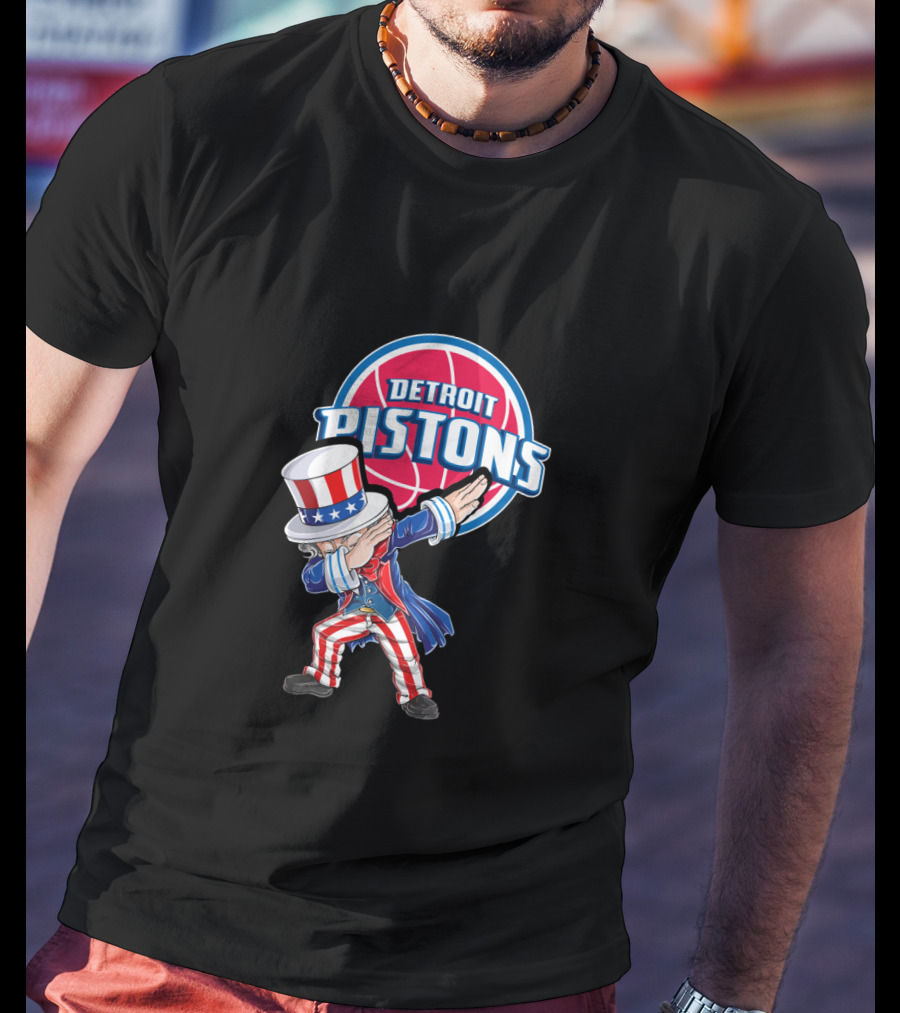 Uncle Sam Dabbing Detroit Pistons 4Th July Basketball Celebration T-Shirt